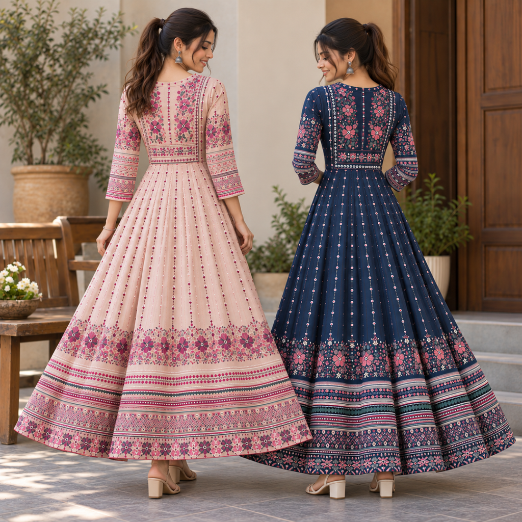 2 Pack Bohemian Ethnic Print Maxi Dress with Flowing Hem | B-18