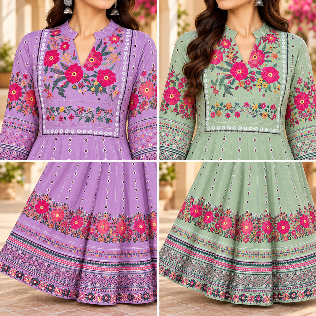 2 Pack Bohemian Ethnic Print Maxi Dress with Flowing Hem | B-19