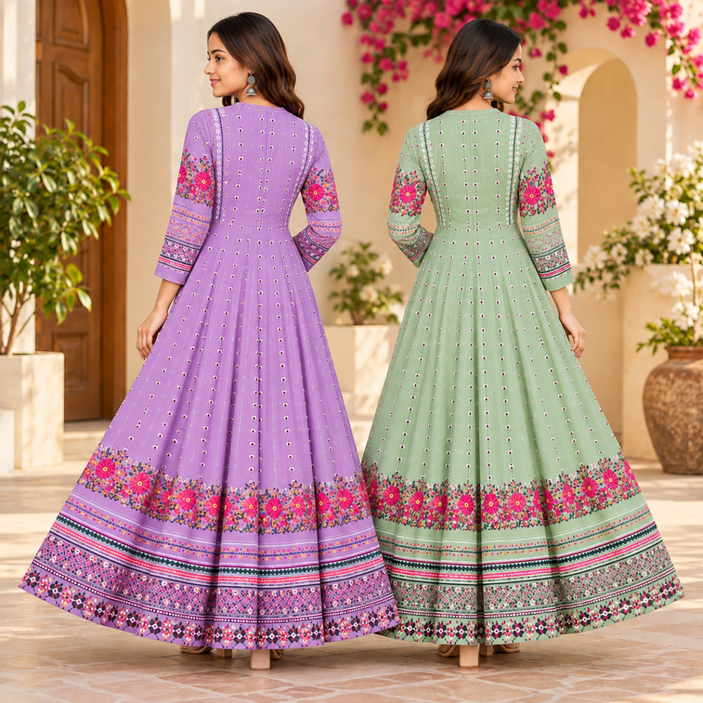 2 Pack Bohemian Ethnic Print Maxi Dress with Flowing Hem | B-19