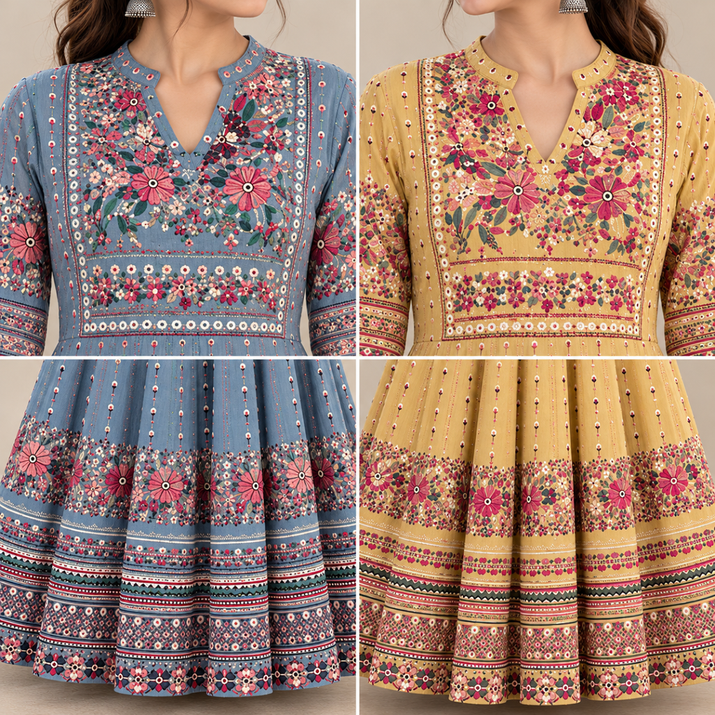 2 Pack Bohemian Ethnic Print Maxi Dress with Flowing Hem | B-21
