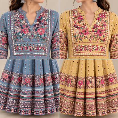 2 Pack Bohemian Ethnic Print Maxi Dress with Flowing Hem | B-21
