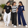 3 Women's Casual Wear T-Shirt With Trousers ( T9 )