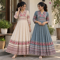 2 Pack Bohemian Ethnic Print Maxi Dress with Flowing Hem | B-23