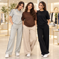 3 Women's Casual Wear T-Shirt With Trousers ( T11 )