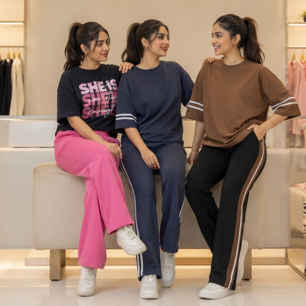Women's Casual T-Shirt & Trouser Combo | Pack of 3