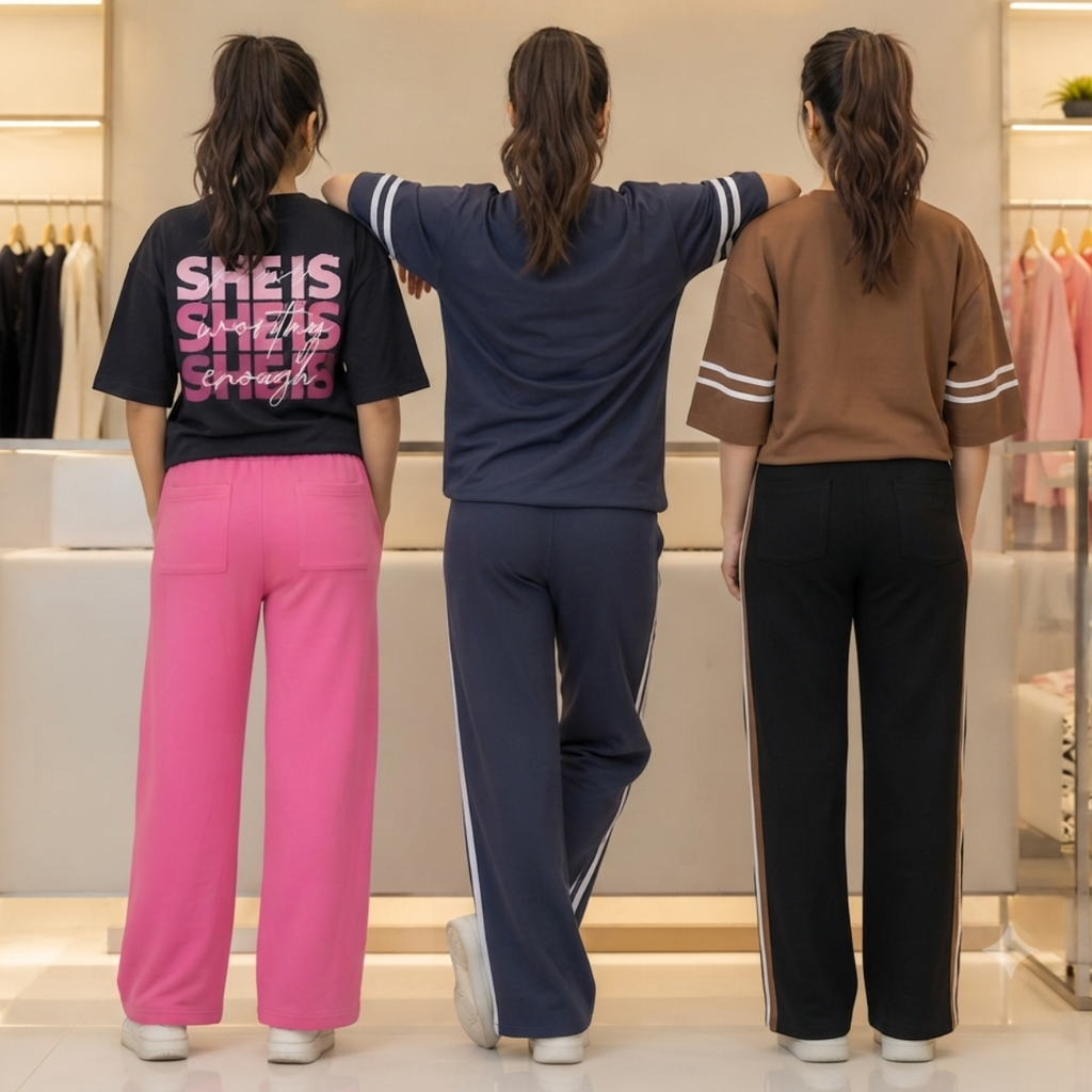 Women's Casual T-Shirt & Trouser Combo | Pack of 3
