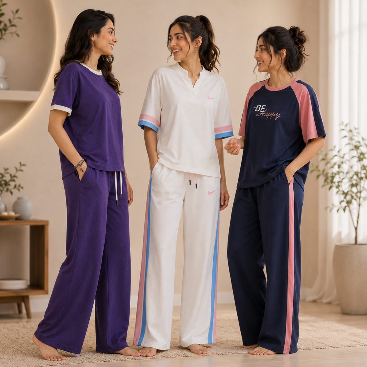 Women's Casual T-Shirt & Trouser Combo | Pack of 3