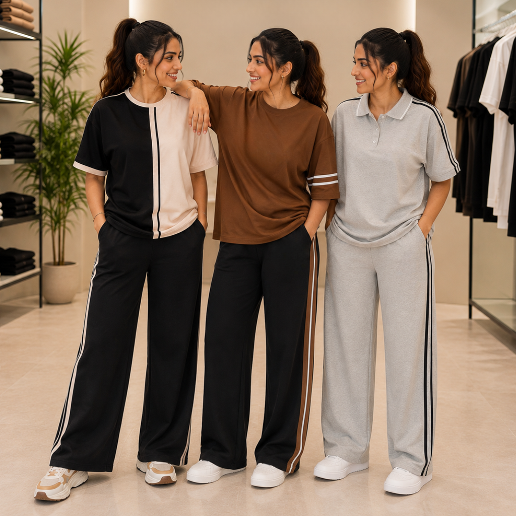 Women's Casual T-Shirt & Trouser Combo | Pack of 3