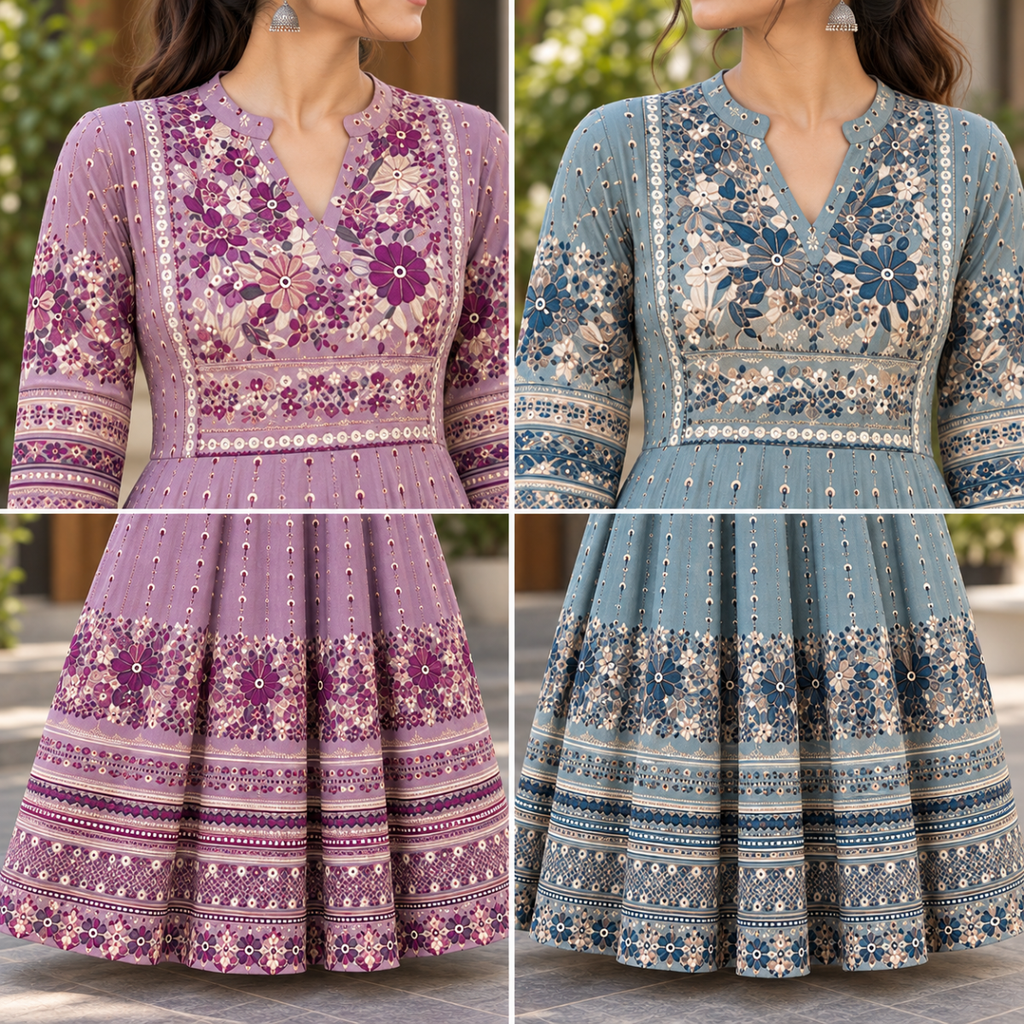 2 Pack Bohemian Ethnic Print Maxi Dress with Flowing Hem | B-17