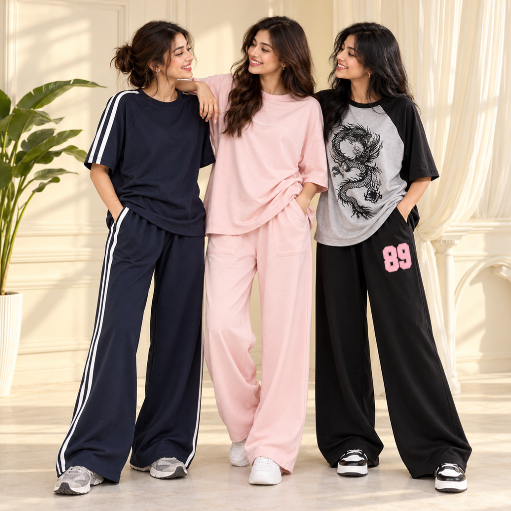 Women's Casual T-Shirt & Trouser Combo | Pack of 3