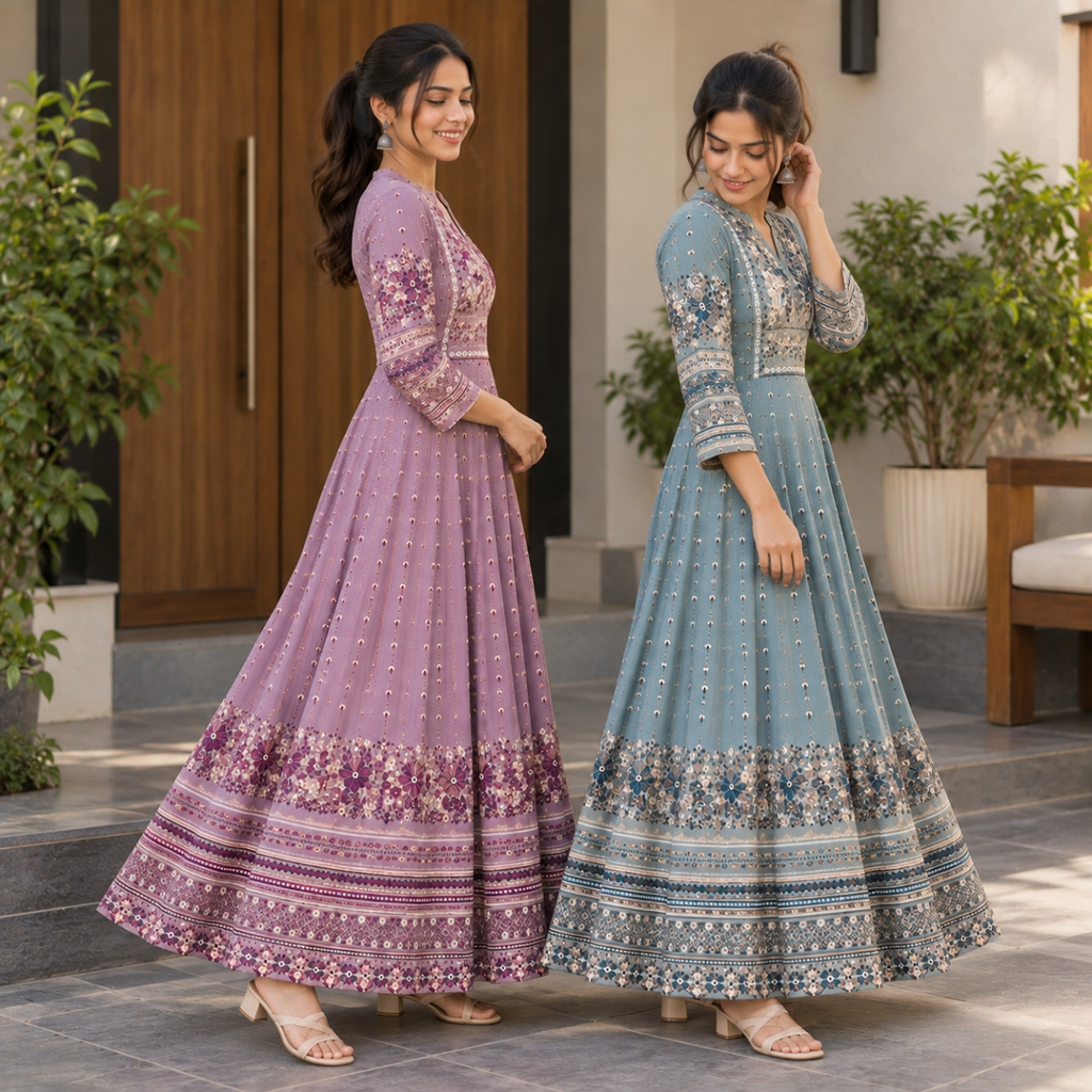 2 Pack Bohemian Ethnic Print Maxi Dress with Flowing Hem | B-17