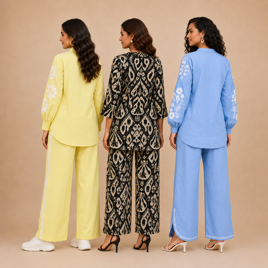 3 Cotton Co-ord Sets | Top + Bottom |  3CS_75
