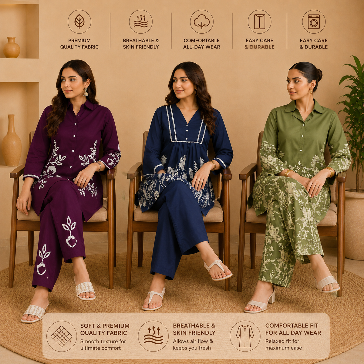 Pack of 3 Women's Every Day Co Ord Set